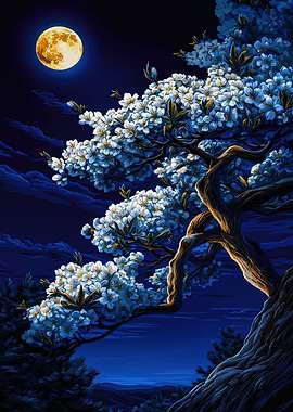 Moonlit Blossoms: A Nighttime Floral Scene