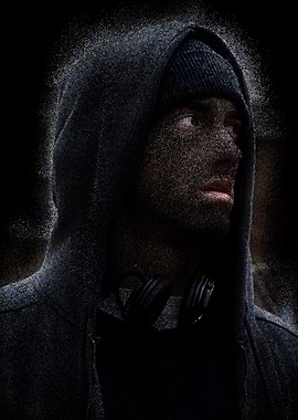 Eminem Portrait with Digital Particle Effect