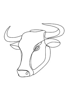 Minimalist Bull Head Line Art