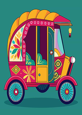Colorful Rickshaw Illustration