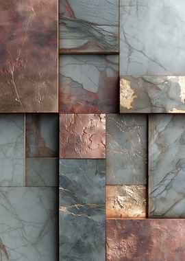 Abstract Marble and Copper Block Pattern