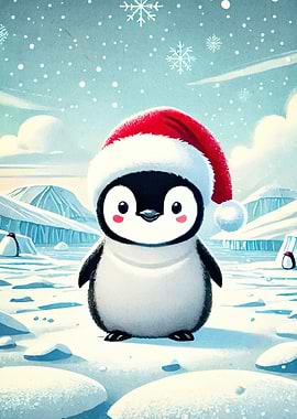 Cute Penguin Santa Hat