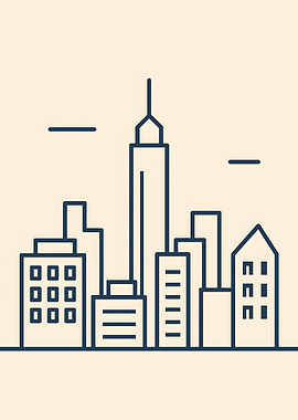 Minimalist Cityscape Line Art