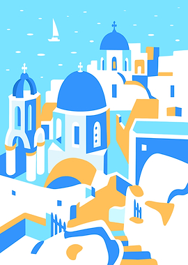 Santorini Greece Illustration
