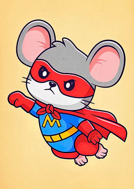 Cartoon Mouse Superhero Flying