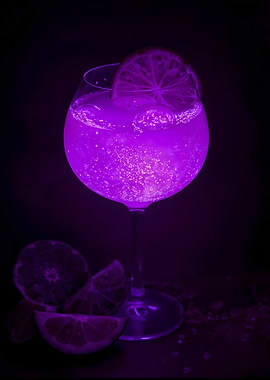 Purple Cocktail with Citrus Fruit
