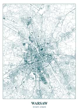 Warsaw City Map Teal
