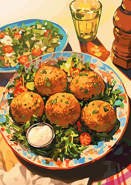 Falafel Plate with Salad and Drink