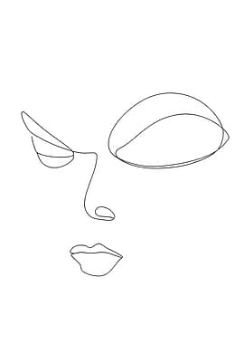 Minimalist Line Art Anime Face