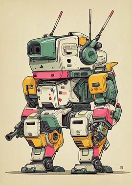 Retro Robot Illustration