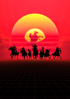 Retro Western Riders Silhouette