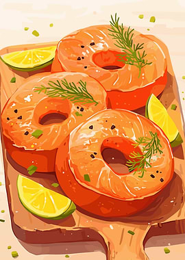 Salmon Donuts with Lime and Dill