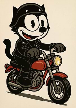 Felix the Cat on Motorcycle