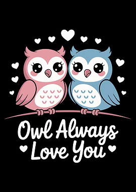 Cute Owls in Love Pun