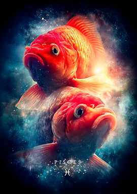 Pisces Zodiac Sign with Two Fish