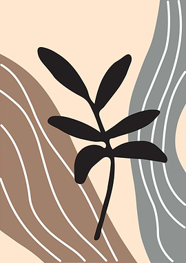 Abstract Plant Art with Neutral Colors