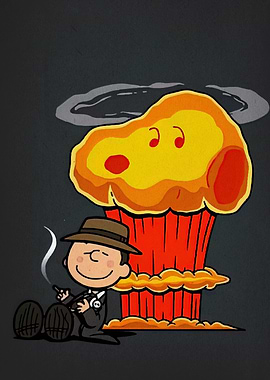 Cartoon Charlie Brown with Mushroom Cloud