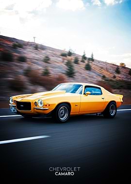 Yellow Chevrolet Camaro on the Road