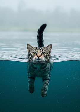 Swimming Cat