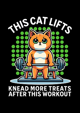 Weightlifting Cat Cartoon