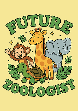 Future Zoologist Cartoon Animals Illustration