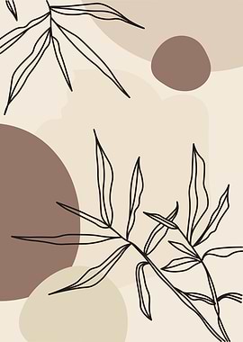 Minimalist Botanical Art with Abstract Shapes