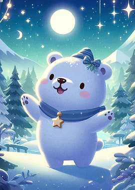 Winter Bear Snowy Landscape