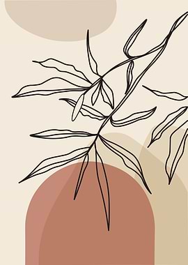 Minimalist Botanical Line Art Illustration