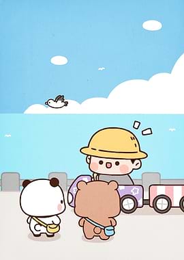 Cartoon train ride animals