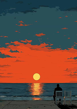 Sunset Beach Contemplation