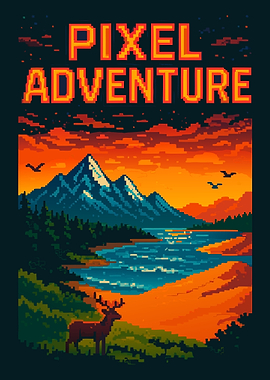 Pixel Adventure Landscape with Deer