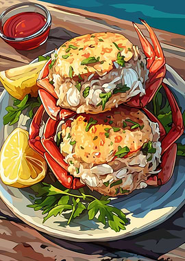 Stuffed Crab with Lemon and Sauce