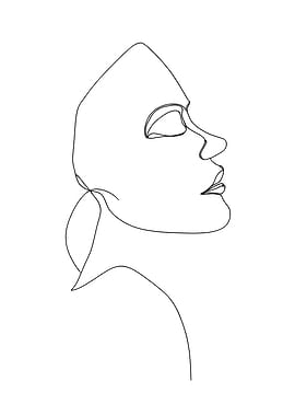 Minimalist Line Art Woman Profile