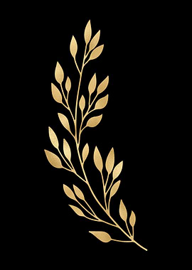 Golden Leaf Branch on Black