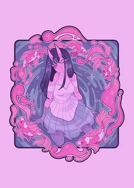 Anime Girl with Koi Fish