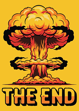 Cartoon Nuclear Explosion with Text