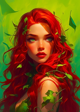 Red-haired woman with green poison leaves