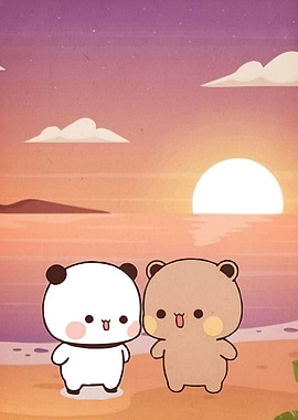 Cute Bears Beach Sunset