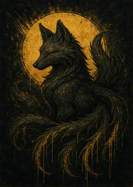 Nine-tailed Fox with Golden Aura