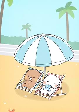 Cute Bears Relaxing Beach Chairs