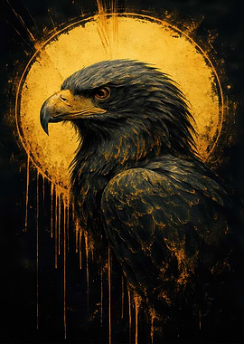Eagle Portrait with Golden Halo
