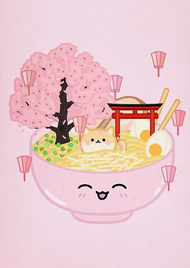 Kawaii Ramen Bowl with Shiba Inu