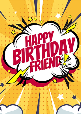 Happy Birthday Friend Comic Style Card