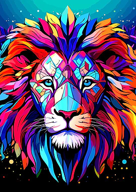 Colorful Lion Portrait