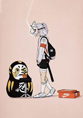 Modern Samurai with Daruma Doll