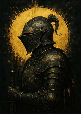 Knight in Armor with Golden Halo
