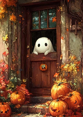 Halloween Ghost Door Pumpkins