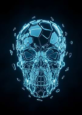 Neon Shattered Glass Skull