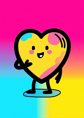 Cartoon Heart with Pan Pride Colors