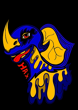 Abstract Rhino Head with 'HAX' Text